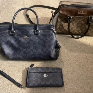 Coach Women's Black and Brown Satchel Set